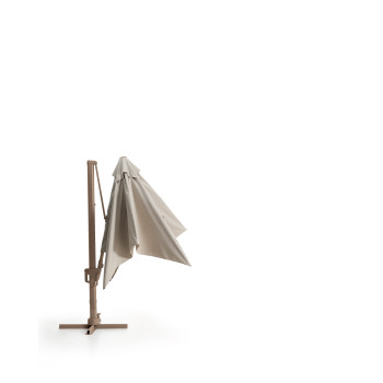 Exzentrischer Noli-Regenschirm in Beige mit Aluminiumgestell