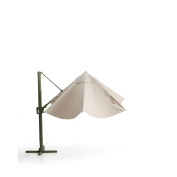 Exzentrischer Noli-Regenschirm in Beige mit Aluminiumgestell