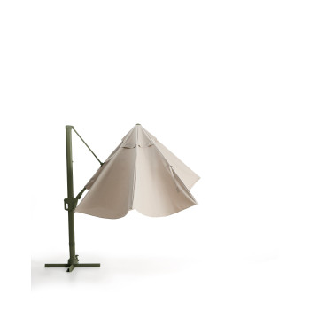 Exzentrischer Noli-Regenschirm in Beige mit Aluminiumgestell