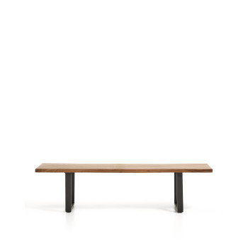 Uxue Bank aus massivem Akazienholz und schwarzen Stahlbeinen, 180 x 45 cm