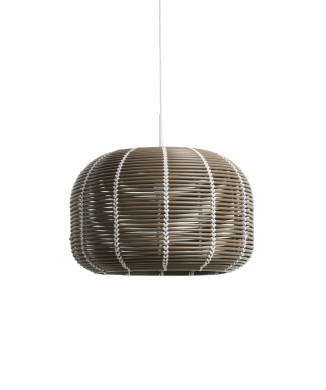 Garoina Außen-Deckenleuchtenschirm aus taubengrauem Kunstrattan, Ø 50 cm