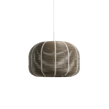 Garoina Außen-Deckenleuchtenschirm aus taubengrauem Kunstrattan, Ø 50 cm