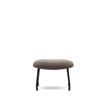 Belina Fußhocker aus hellbraunem Chenille und Stahl mit schwarzem Finish FSC 100%