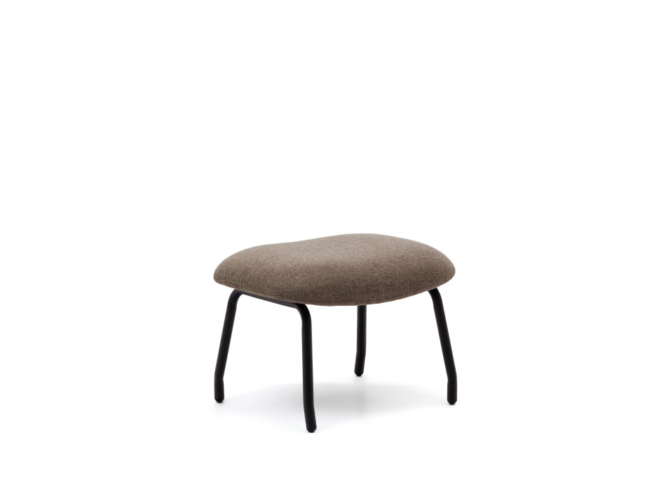 Belina Fußhocker aus hellbraunem Chenille und Stahl mit schwarzem Finish FSC 100%