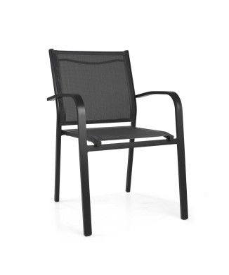 Sullivan stapelbarer anthrazitfarbener Aluminium-Sessel, 61 cm x 56 cm, Höhe 43/60/84 cm