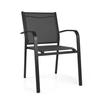 Sullivan stapelbarer anthrazitfarbener Aluminium-Sessel, 61 cm x 56 cm, Höhe 43/60/84 cm