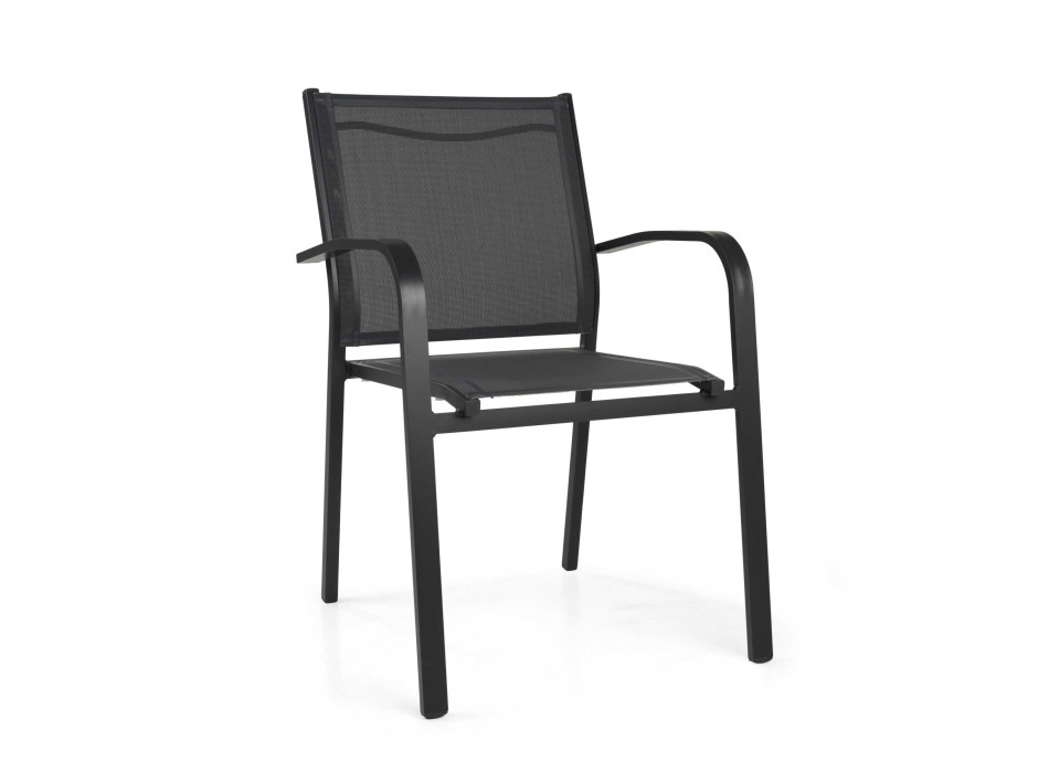 Sullivan stapelbarer anthrazitfarbener Aluminium-Sessel, 61 cm x 56 cm, Höhe 43/60/84 cm