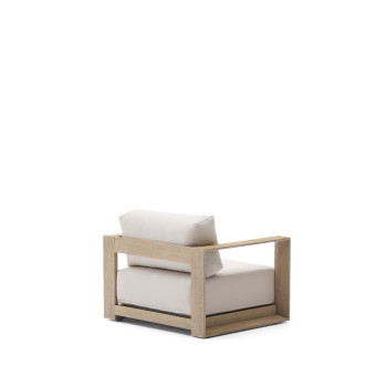 Bernsteinfarbener Sessel aus massivem Akazienholz mit heller Lackierung, FSC 100%