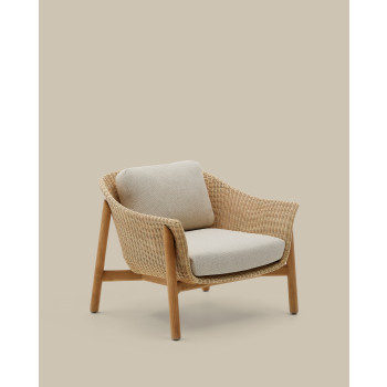 Galea-Sessel aus massivem Teakholz und FSC-zertifiziertem 100% synthetischem Rattan