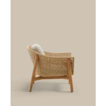 Galea-Sessel aus massivem Teakholz und FSC-zertifiziertem 100% synthetischem Rattan