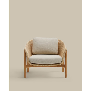 Galea-Sessel aus massivem Teakholz und FSC-zertifiziertem 100% synthetischem Rattan
