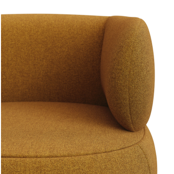 Feuerfester Sessel Luisa in Senfgelb mit Schaffelloptik und 90 cm langen Beinen aus massivem Buchenholz