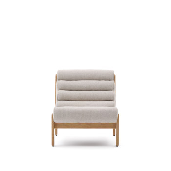 Sessel Magira in Beige aus massiver Eiche mit natürlichem Finish
