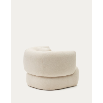 Martina Sessel aus ecrufarbenem Lammfell mit Kissen