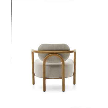 Melqui beige Sessel aus massivem Eichenholz mit natürlicher Oberfläche