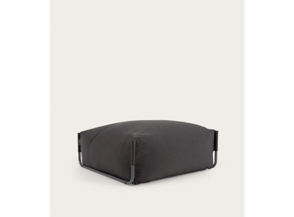 Quadratischer modularer Sofa-Pouf, 100 % Outdoor, dunkelgraues und schwarzes Aluminium, 101 x 101 cm
