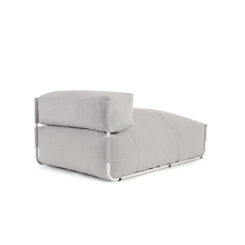 Quadratisches modulares Outdoor-Lounge-Sofa/Pouf, hellgrau-weißes Aluminium, 165 x 101 cm