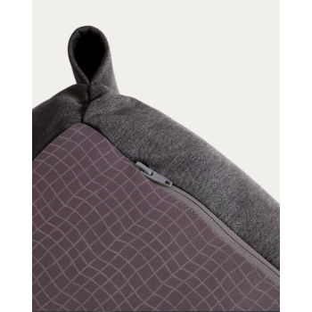 Quadratischer modularer Outdoor-Lounge-Sofa-Pouf, dunkelgraues und schwarzes Aluminium, 165x101 cm