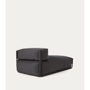 Quadratischer modularer Outdoor-Lounge-Sofa-Pouf, dunkelgraues und schwarzes Aluminium, 165x101 cm