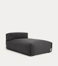 Quadratischer modularer Outdoor-Lounge-Sofa-Pouf, dunkelgraues und schwarzes Aluminium, 165x101 cm