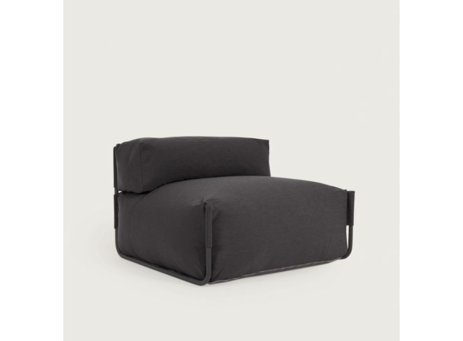 100 % quadratischer Sofa-Pouf mit modularer Rückenlehne für den Außenbereich