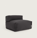 Quadratischer modularer Sofa-Pouf mit Rückenlehne, 100 % Outdoor, dunkelgrau