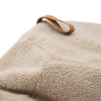 Vicka Pouf beige Bouclé-Stoff Ø 70 cm