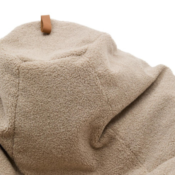 Vicka Pouf beige Bouclé-Stoff Ø 70 cm