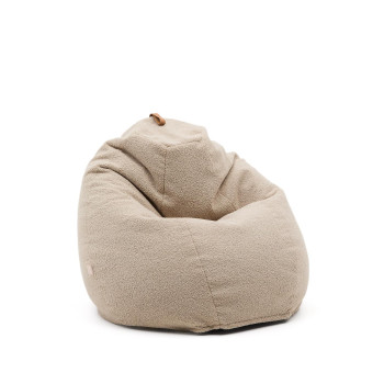Vicka Pouf beige Bouclé-Stoff Ø 70 cm