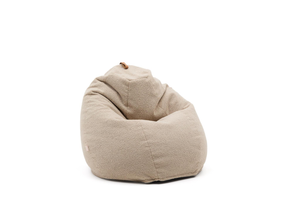 Vicka Pouf beige Bouclé-Stoff Ø 70 cm