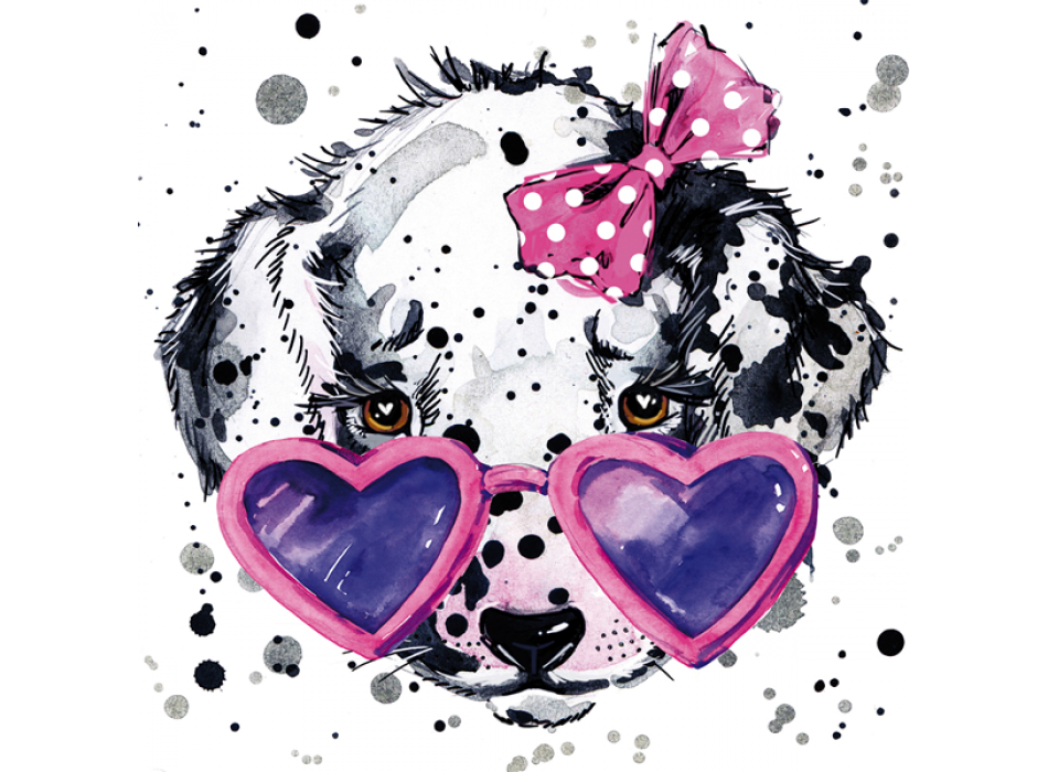 Bild HUND MIT HERZBRILLE G2366 PINTDECOR