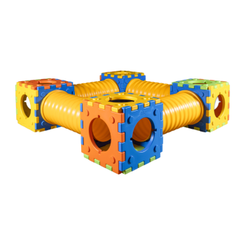 Quadrotto-Modulspiel bestehend aus 4 Würfeln und 4 Tunneln.