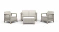 KETER SCANDI 4-Personen-Gartenlounge-Set in Beige mit beigen Kissen