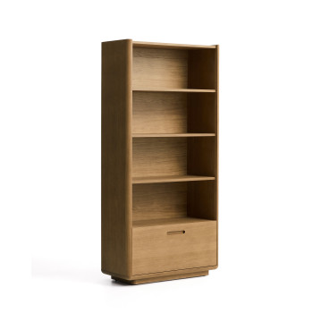 Arelida Regalsystem aus Eichenfurnier und Massivholz, hellbraun lackiert, 90 x 185 cm, FSC Mix-zertifiziert