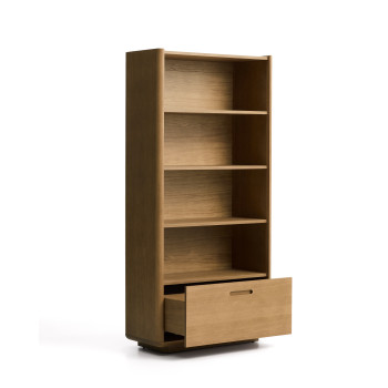 Arelida Regalsystem aus Eichenfurnier und Massivholz, hellbraun lackiert, 90 x 185 cm, FSC Mix-zertifiziert