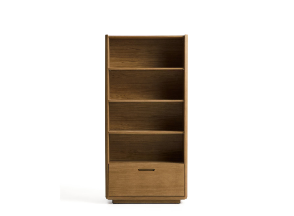 Arelida Regalsystem aus Eichenfurnier und Massivholz, hellbraun lackiert, 90 x 185 cm, FSC Mix-zertifiziert