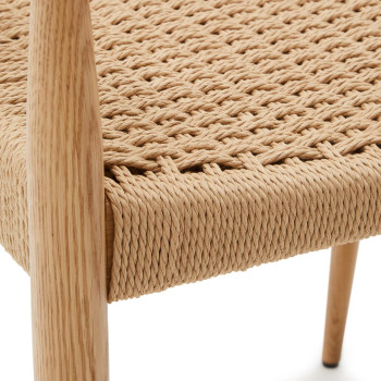 Analy Stuhl mit Armlehnen aus massivem Eichenholz FSC 100% mit natürlichem Finish und Sitz in co