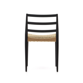 Analy-Stuhl aus massiver Eiche mit schwarzer Lackierung und Sitzfläche aus 100 % FSC-zertifiziertem Seil