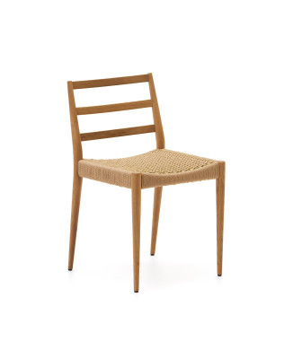 Analy-Stuhl aus massiver Eiche FSC 100 % mit natürlichem Finish und Sitzfläche aus FSC 100 % Seil.