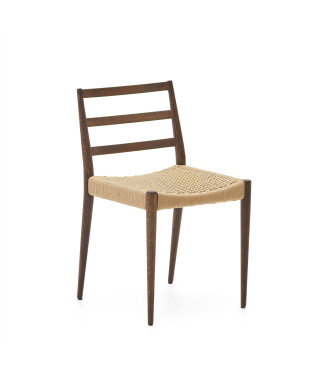 Analy Stuhl aus massiver FSC 100% Eiche mit Walnuss-Finish und Sitzfläche aus FSC 100% Seil