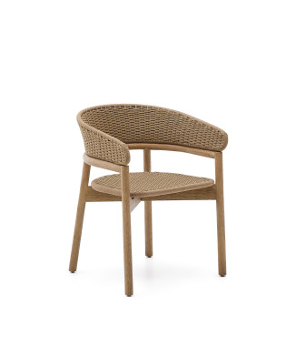 Arinella Stuhl aus massivem Akazienholz mit natürlichem Finish und 100 % FSC-beigem Seil