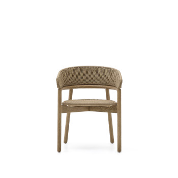 Arinella Stuhl aus massivem Akazienholz mit natürlichem Finish und 100 % FSC-beigem Seil