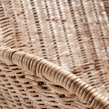 Chart-Stuhl aus Rattan und Stahlbeinen, graues Finish, natürliches Rattan