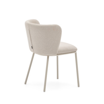 Ciselia Stuhl aus beigem Chenille und beigem Stahl FSC Mix Credit