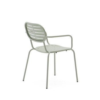 Stapelbarer Gartenstuhl Brai mit Armlehnen aus dunkelgrauem verzinktem Stahl