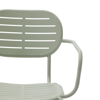 Stapelbarer Gartenstuhl Brai mit Armlehnen aus dunkelgrauem verzinktem Stahl