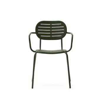 Stapelbarer Gartenstuhl Brai mit Armlehnen aus dunkelgrauem verzinktem Stahl