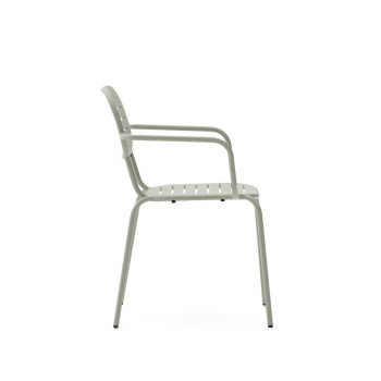 Stapelbarer Gartenstuhl Brai mit Armlehnen aus dunkelgrauem verzinktem Stahl