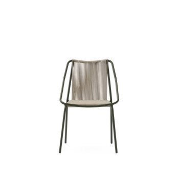 Zivia-Gartenstuhl aus ecrufarbenem Seil und grünem, verzinktem Stahl