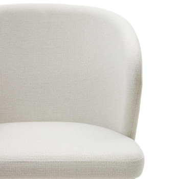 Darice Stuhl aus beigem Chenille und massivem Buchenholz mit natürlichem FSC 100%-Finish